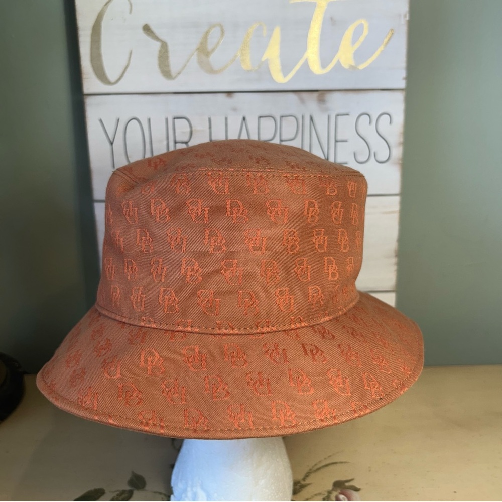 Dooney & Bourke Orange “pumpkin” Monogram Logo Rain Bucket Hat NEW NWT